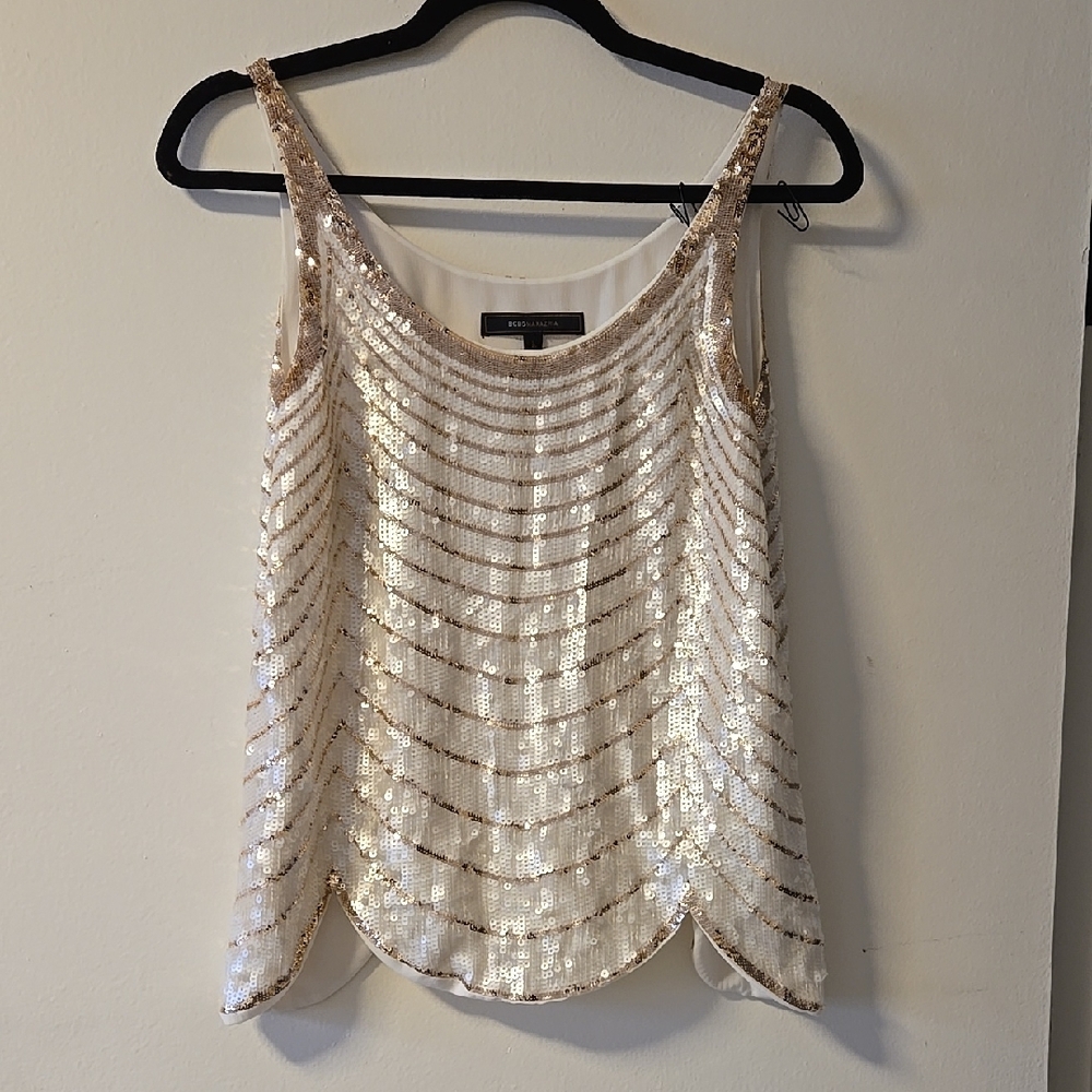 Express Cream Sequin Camisole Top